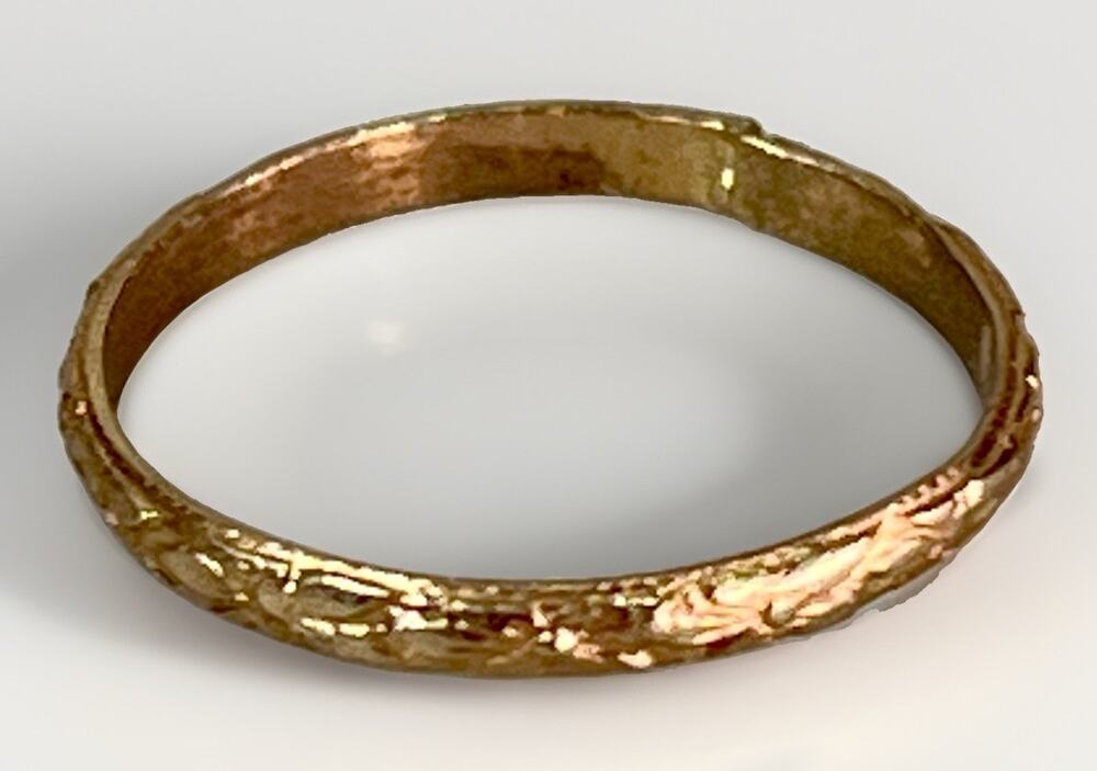 Vintage 10K Yellow Gold Childs Ring Engraved Floral Band 0.4g Size 1-2